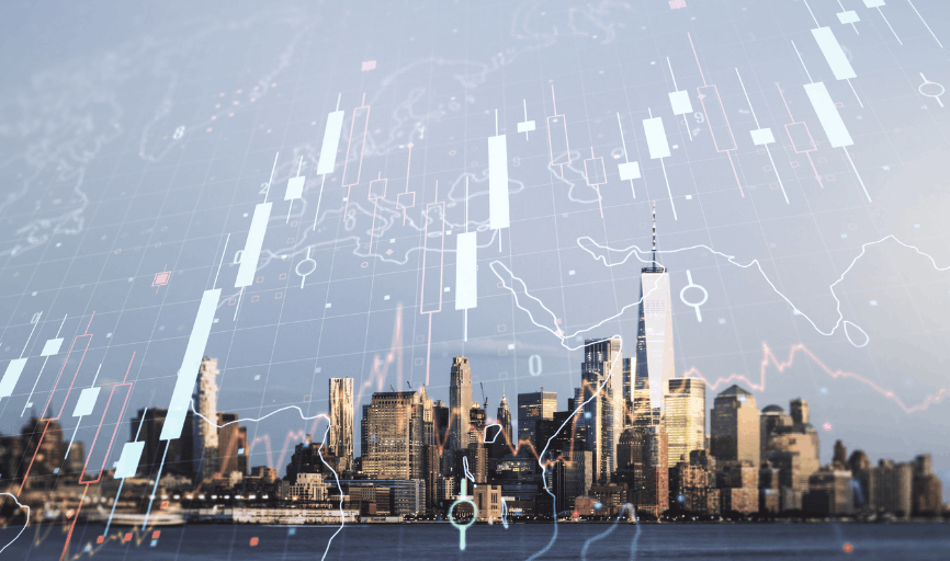 Ciudad con gráficos digitales