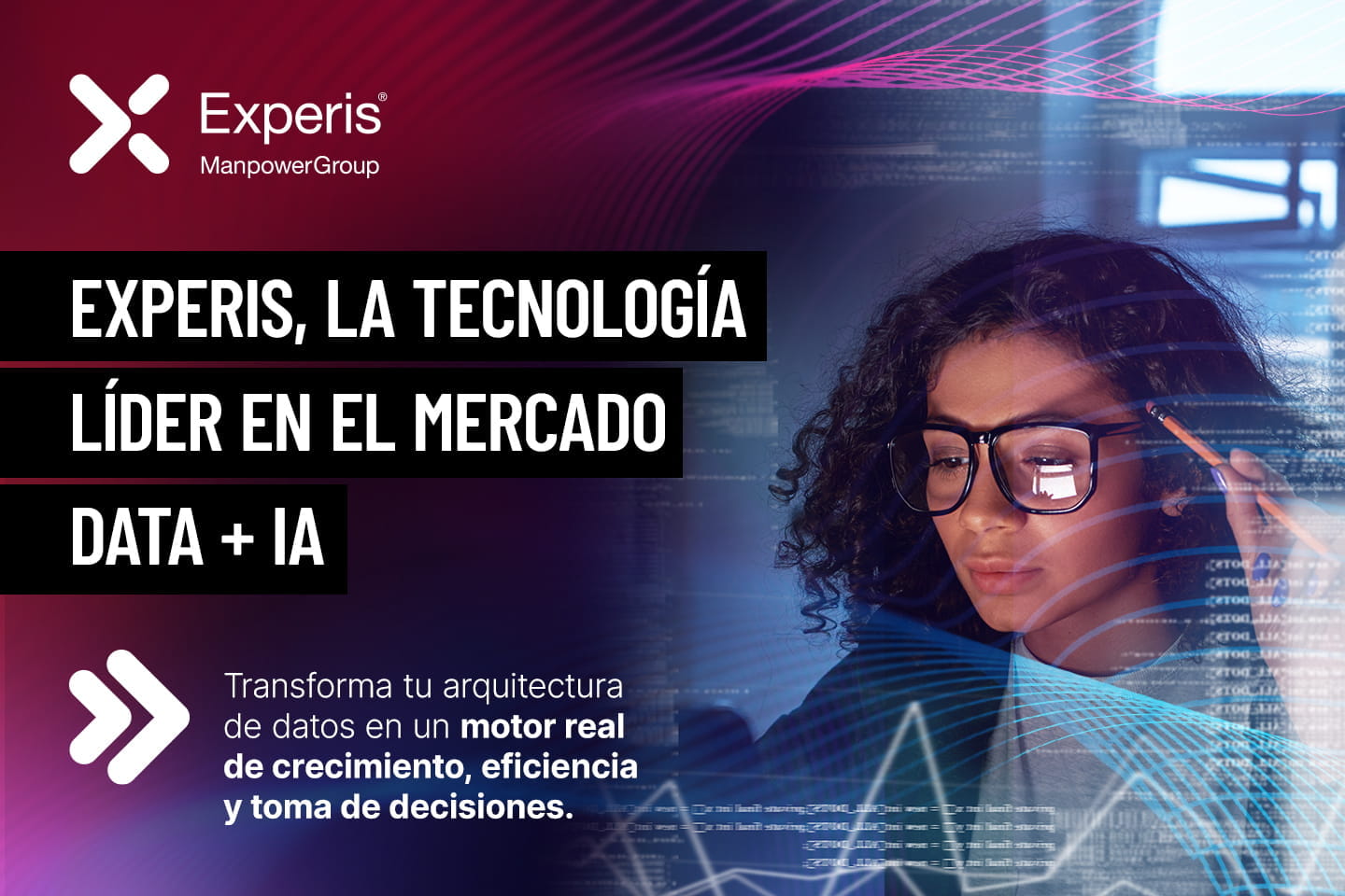 Banner de Experis sobre la tecnología líder en el mercado