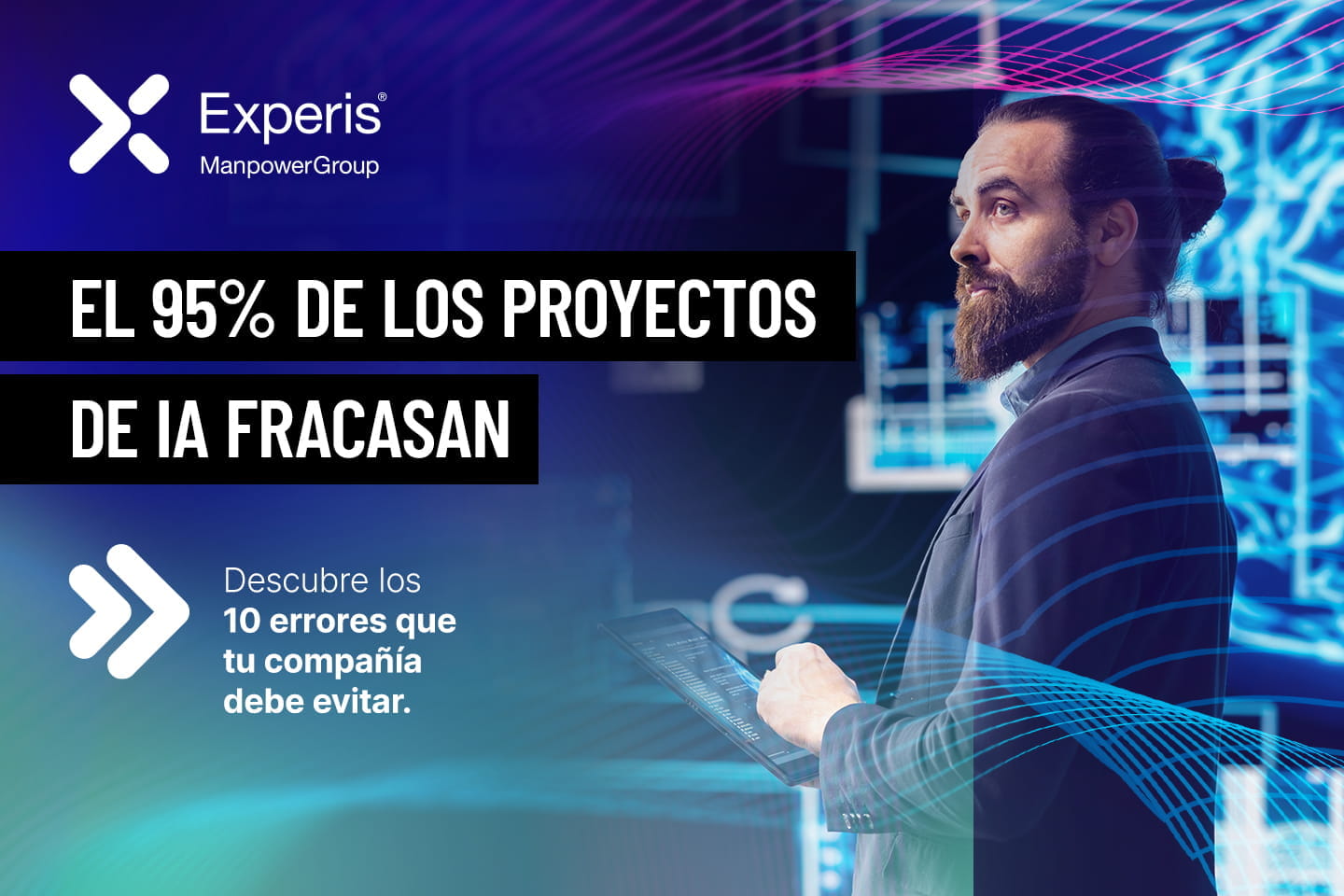 Banner de Experis sobre los fracasos de los proyectos de IA
