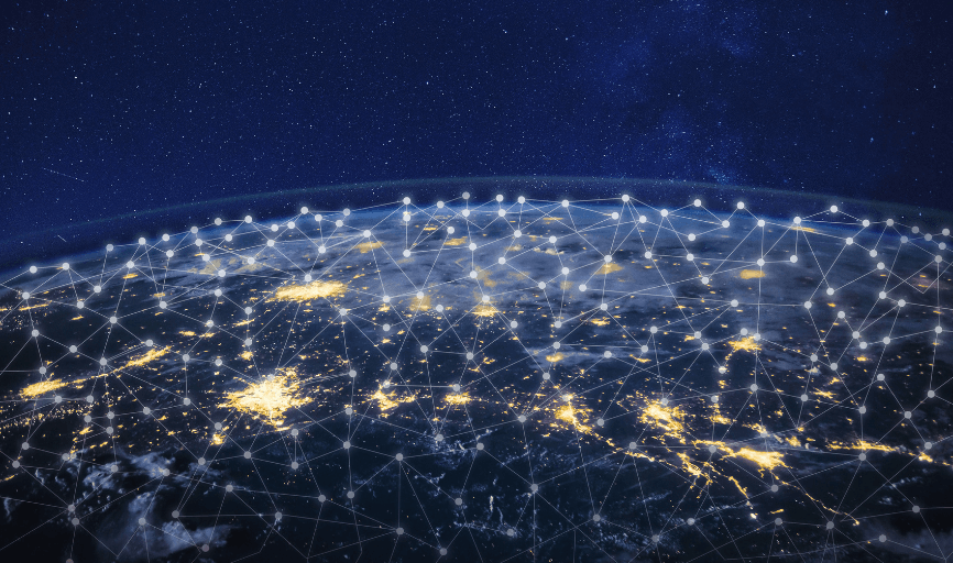 Globo terráqueo con circuitos de luz